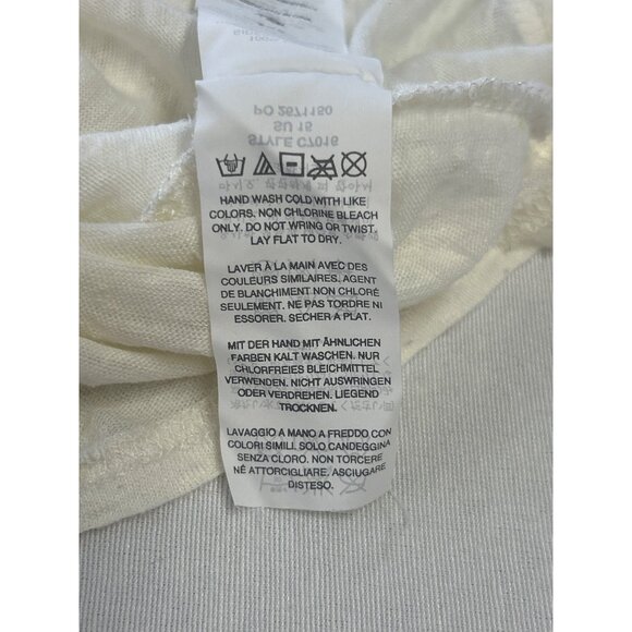 J.Crew  Blue White Striped Linen Cotton Top Womens S Gold Embroidery Boxy - Picture 10 of 12